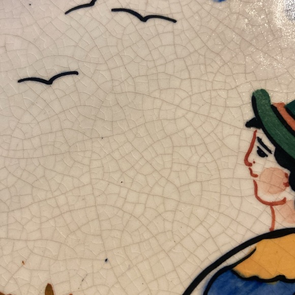 Four Vintage 12” Scalloped Plates Summer, Autumn, Winter, Spring Beautiful deets - Picture 14 of 16